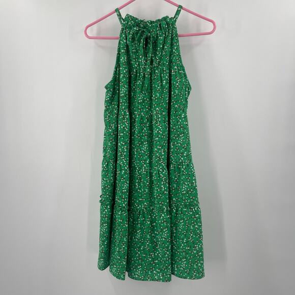 CECE Dress Size Extra Small Green Halter Swing Floral Tie Back Harmony Blossoms - Picture 2 of 10